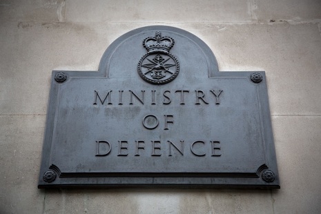 Ministry of Defence plaque on outside of building.